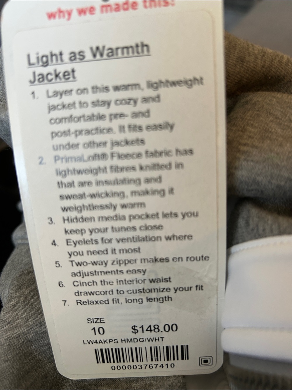 lululemon athletica Gray Zip-Front Sweatshirt with White Trim - Picture 5 of 5